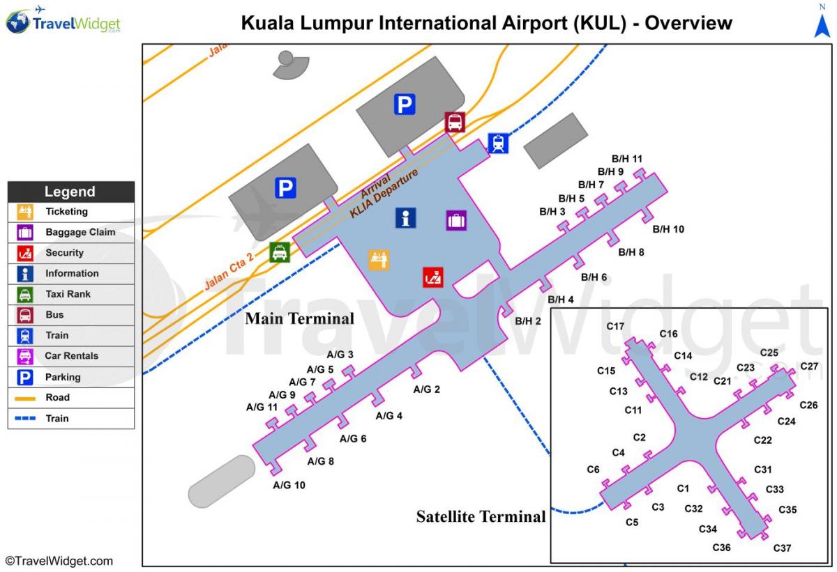 kuala lumpur airport terminal kaart