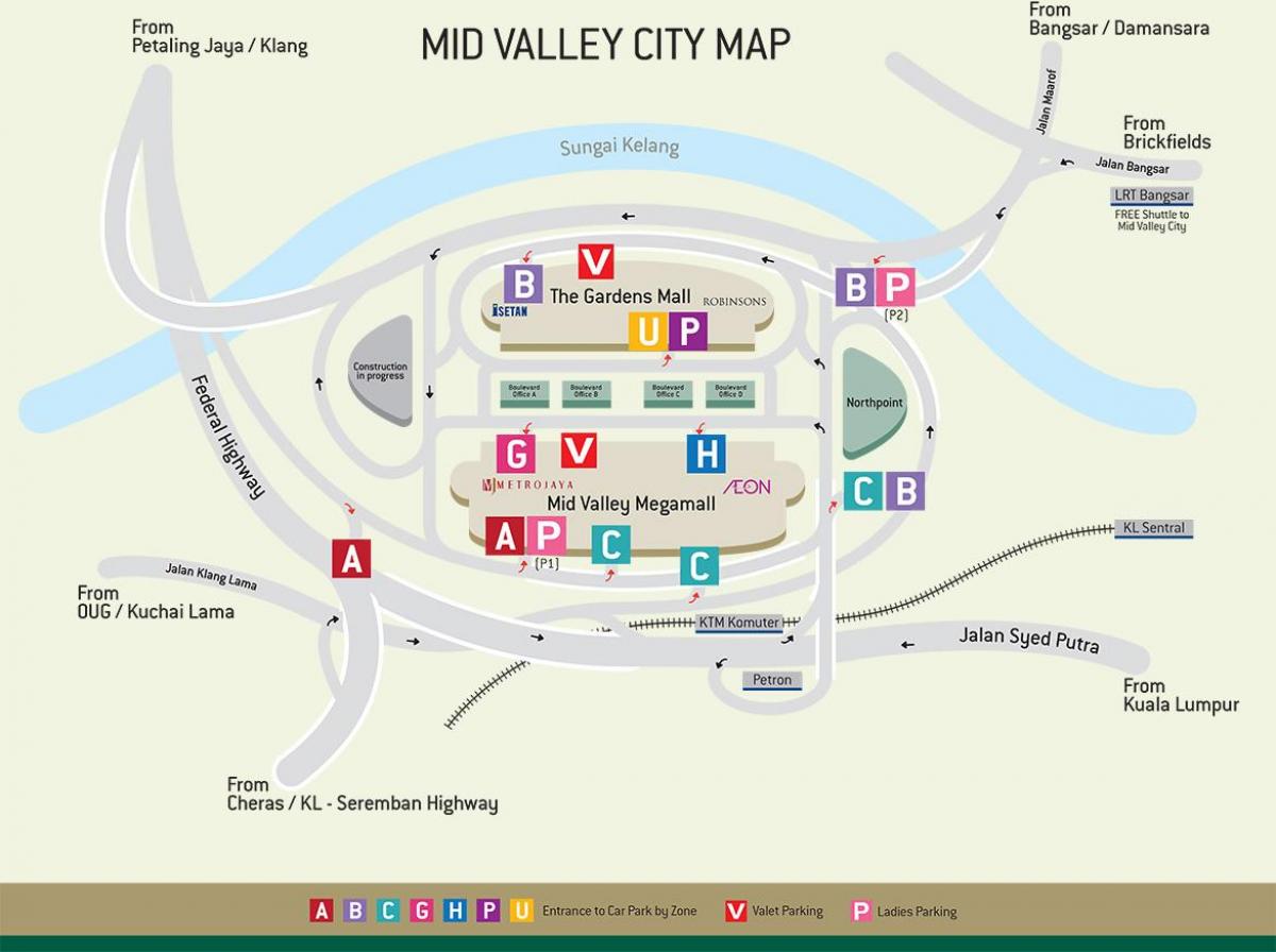 Kaart van mid valley mall
