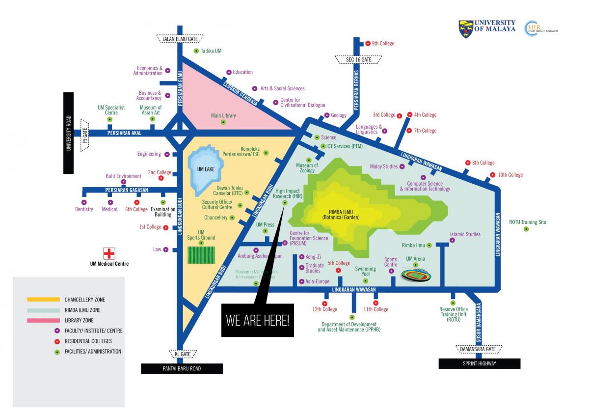 Kaart van de universiteit malaya