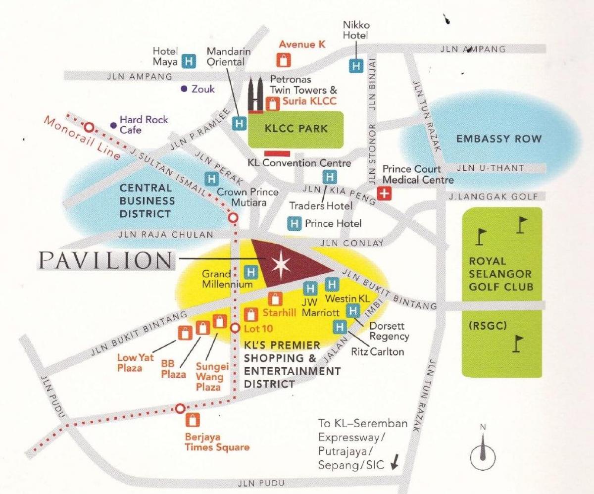 kaart van het winkelcentrum pavilion kuala lumpur